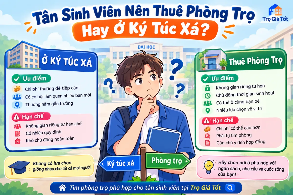 Tân Sinh Viên Nên Thuê Phòng Trọ Hay Ở Ký Túc Xá?